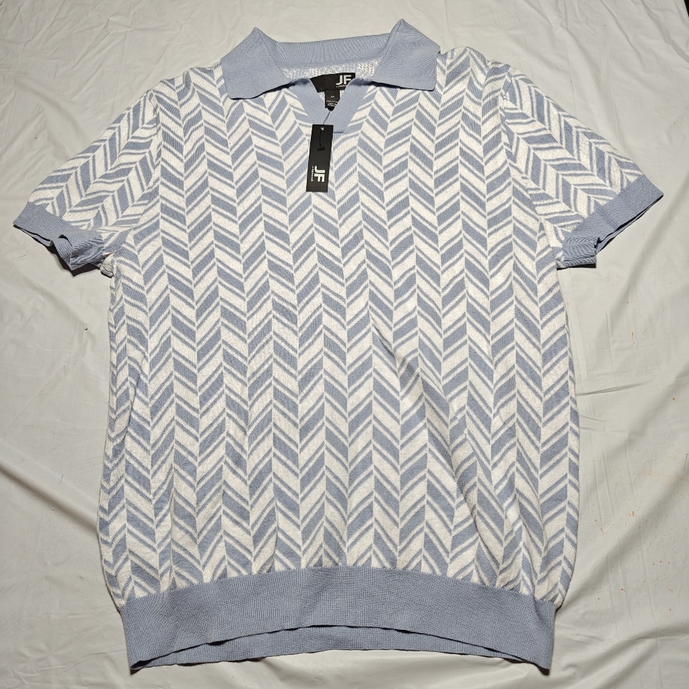 J. Ferrar Johnny Collar Mens Short Sleeve Polo Sweater NWT Size M